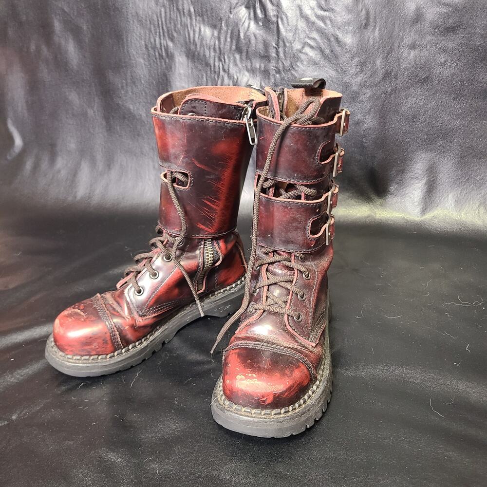 Demonia Attack Brown, red Combat Boots size 6.5